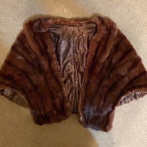 Vintage Chocolate Brown Mink Shawl 1950’s